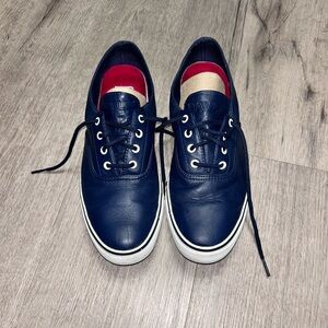 Bally Navy Leather Sneakers 8.5M — Solid Navy, 128287